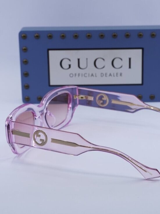 Gucci GG1558SK 003 Women Rectangle Sunglasses - Pink \\ Burgundy main image 5
